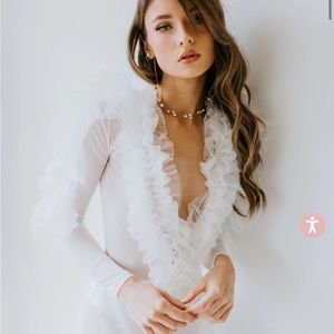 Untamed petals holly ruffle mesh bodysuit